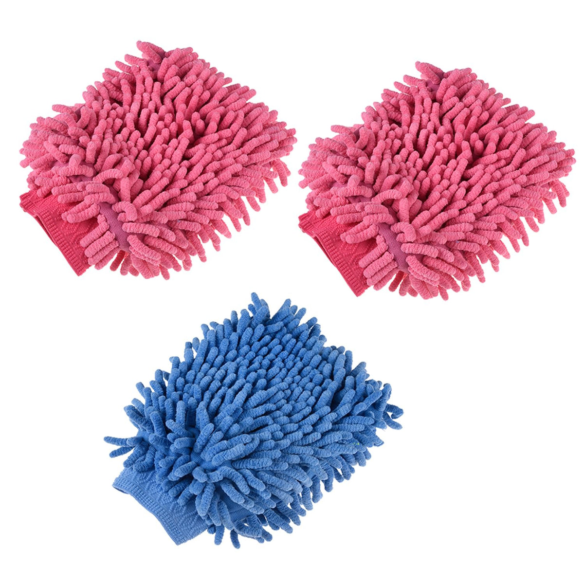 Heart Home Gloves | Microfiber Cleaning Gloves | Chenille Mitts for Kitchen | 50 GSM Hand Duster for Kitchen | Hand Gloves For Car | Duster for Glass | Pack of 3 | Multi