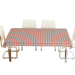 Kuber Industries Dining Table Cover | PVC Table Cloth Cover | 6-Seater Table Cloth | Table Protector Cover | Table Cover for Dining Table | New Barik Check Table Cover | 60x90 Inch | DTC | Red