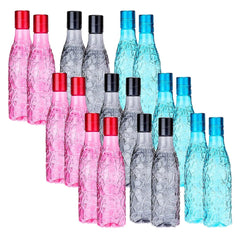 Kuber Industries BPA-Free Plastic Water Bottle | Leak Proof, Firm Grip, 100% Food Grade Plastic Bottles | for Home, Office, School & Gym | Unbreakable, Freezer Proof| Set of 6|Assorted (Pack of 3)
