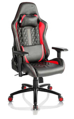 Kuber Industries Ergosmart PC Gaming Chairs with 3D Armrest & Wheels | Comes with Headrest, Lumbar Support Cushions & Footrest | Comfortable Chair for Long Sitting & Back Pain Relief | Black & Red