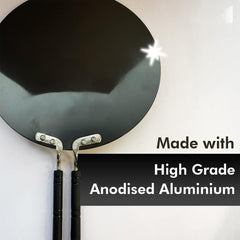 Kuber Industries Hard Anodized Aluminum Chapati Tawa with Bakelite Handle for Cooking | Scratch & Stain Resistant Gas Stove Compatible Tawa for Roti, Dosa, Chilla & Paratha | Black