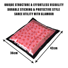 Heart Home Saree Cover | Clothes Storage Bag | Single Packing Saree with Zip Closure | Wardrobe Organizer | Cloth Stoarge Organizer | Plain Saree Cover | Pack of 12 | Black