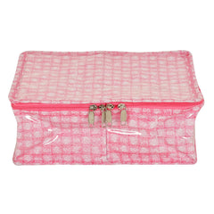 Heart Home Under Garment Kit | PVC Coated Check Design Innerwear Bag | Two Partition UG Kit for Man & Woman | Travel Toiletry Kit with Transparent View | Pack of 2 | Pink