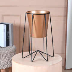 Urbane Home Planter | Planter Pot Stand for Outdoor | Plant Stand for Living Room | Gamla Stand for Home | Plant Stand for Home | Metal Pot Stand with Bucket Planter | Set of 2 | Gold