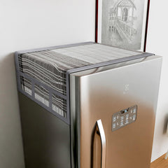 Kuber Industries Fridge Top Cover | PVC Fridge Top Cover | Black Lining Fridge Top Cover | Refrigerator Cover with 6 Side Pockets | Refrigerator Top Protector | Appliance Cover | Gray