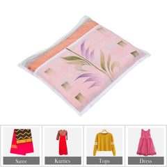 Heart Home Saree Cover | Clothes Storage Bag | Single Packing Saree with Zip Closure | Wardrobe Organizer | Cloth Stoarge Organizer | Brush Design | Pack of 24 | White