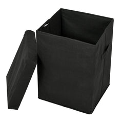 Heart Home Non-Woven Foldable Large Laundry basket/Hamper With Lid & Handles (Black)-44HH0189
