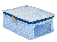 Heart Home Under Garment Kit | PVC Coated Check Design Innerwear Bag | Two Partition UG Kit for Man & Woman | Travel Toiletry Kit With Transparent View | Blue