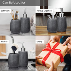 Urbane Home Premium 2-Piece Bathroom Accessories Set | Tooth Brush Holder | Liquid Soap Dispenser (250ml) | Moisture Resistant | Scratch Proof | Black