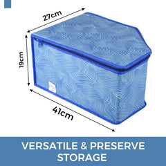 Heart Home Blouse Cover | Clothes Storage Bag | Zipper Wardrobe Organizers | Non-Woven Clothes Organiser | Side Transparent Blouse Organizer | Lahariya-Design | Pack of 6 | Blue