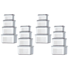 Kuber Industries 16 Pcs Food Containers | Storage Box for Fridge | Vegetable Fruit Boxes | Refrigerator Storage Box | Containers With Lid | Handheld Strainer Basket | HXP00740 | Transparent|Pack of 4