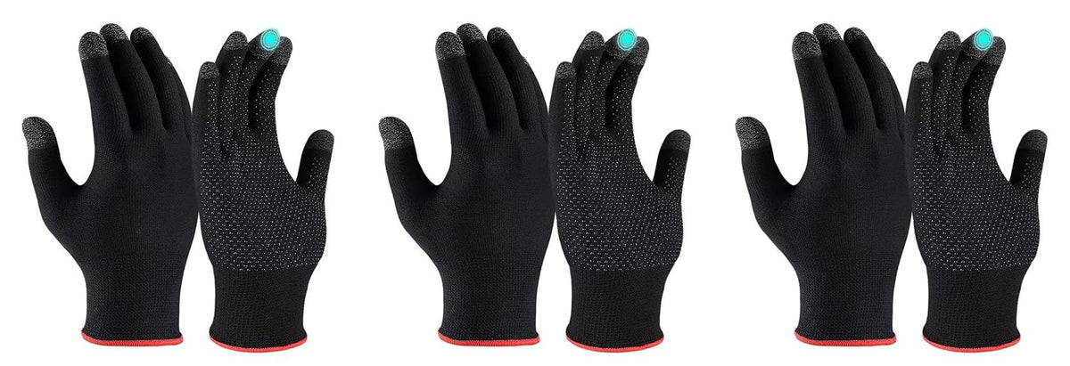 Kuber Industries Non-Slip Warm Five-Finger Touch screen Gaming Gloves (MH-TG001)- Black (Pack Of 3)