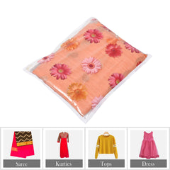 Heart Home Saree Cover | Clothes Storage Bag | Single Packing Saree with Zip Closure | Wardrobe Organizer | Cloth Stoarge Organizer | Flower Design | Pack of 6 | Assorted
