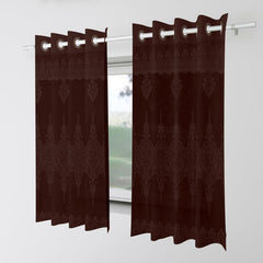 Kuber Industries Window Curtain|Darkening Window Curtains|Sheer Curtain with 8 Rings|Parda for Living Room|Drapes for Bedroom|Net Frill Window Curtain|5 Ft|SY15ZZ|Brown