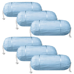 Kuber Industries Bolster Covers | Cotton Bolster Cover Set | Diwan Bolster Cover Set | Bolster Pillow Cover | Plain Lace Print Masand Cover | 16x32 Inch | Pack of 6 | Sky Blue