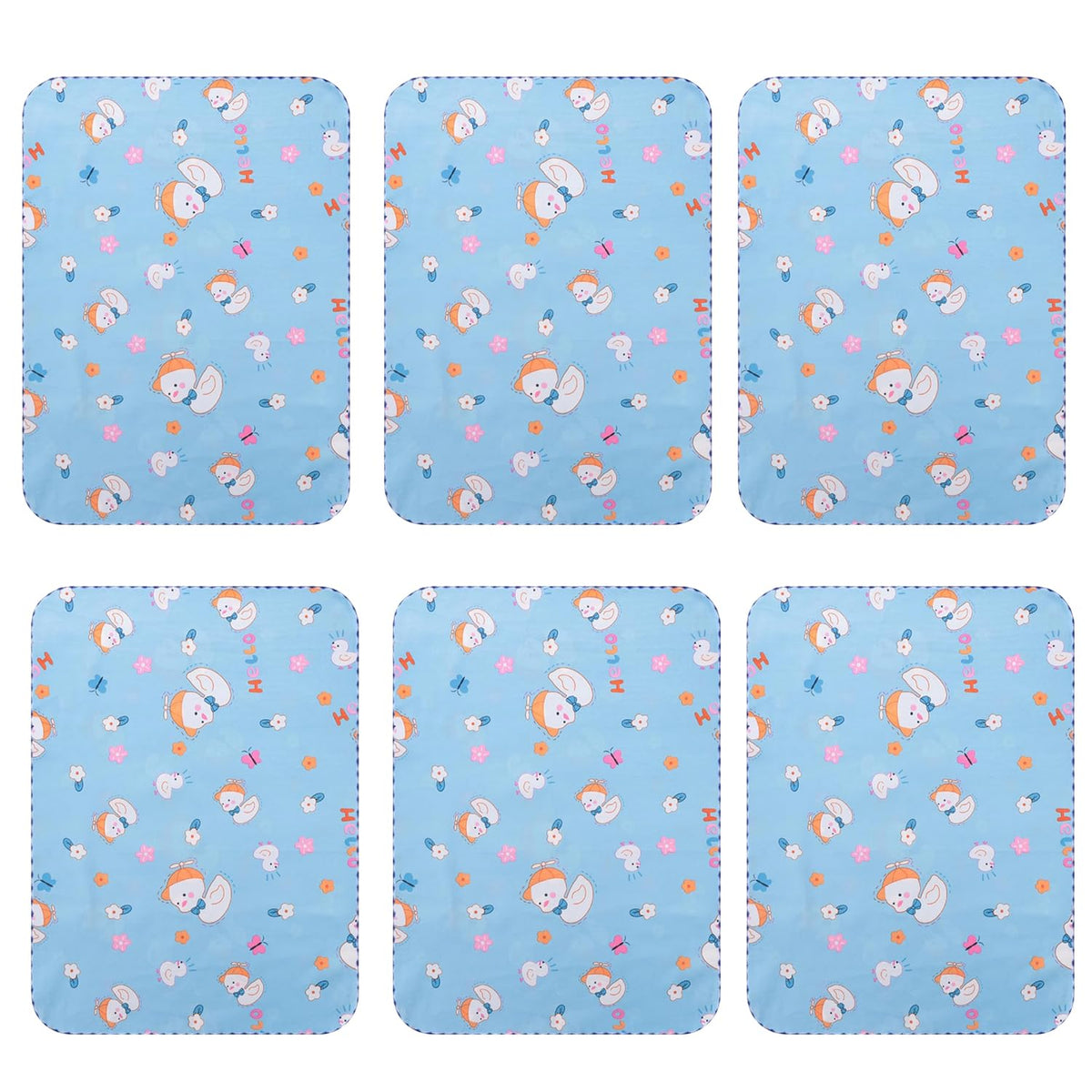Kuber Industries Baby Waterproof matBed Protecter "50 x 70" CM-Pack of 6 (Blue)