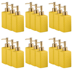 Kuber Industries Liquid Soap Dispenser | Handwash Soap Dispenser | Soap Dispenser for Wash Basin| Bathroom Dispenser Bottle | 18 Piece | Pack of 6 | 350 ml | ZX021YW | Yellow