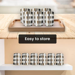 Kuber Industries Stainless Steel Glass Set of 6 for Water, Juice, Milk & Lassi | Wobble Free Base Steel Glasses for Home & Kitchen | Pani Ke Glass - 300ml Each | (KI1)-AMRAPALI-Silver