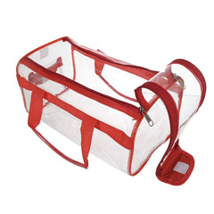 Kuber Industries Large Size Transparent Cosmetic Bag, Shoes Bag,Travel Toiletry Bag, with Sturdy Zipper and 1 External Pocket-Set of 2 (Pink & Red) (F_26_KUBMART017060)