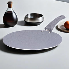 Kuber Industries Dosa Tawa Non Stick Pan with Revivted Handle | High Grade Aluminium Induction Non Stick Tawa Pan | Scratch Resistant, Gas Stove & Induction Compatiable | Black