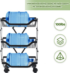 Kuber Industries 3-Layer Collapsible Kitchen Rack|Multipurpose Storage Basket|360-Degree Rotable Kitchen Trolley|Fruit Basket (Black)