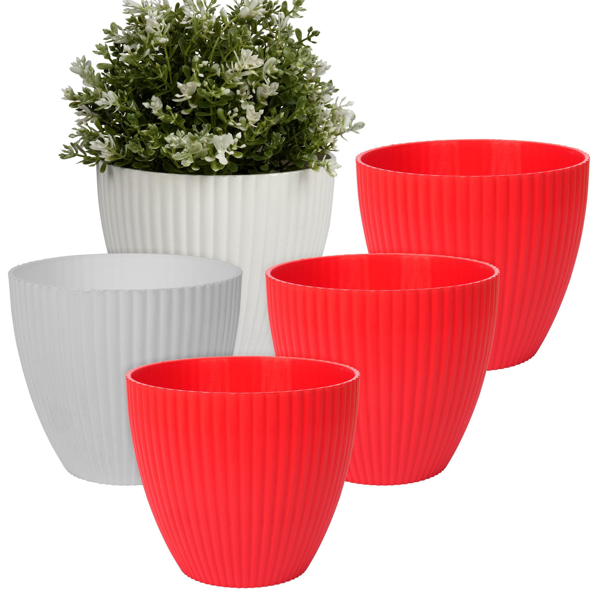 Kuber Industries Flower Pot | Flower Planter Pots for Indoor | Flower Pots for Outdoor | Pot for Garden & Balcony Flowering | Flower Plants Pot | Mega Flower Pot | 6 Inch | Pack of 5 | Multi