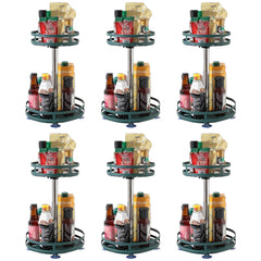 Kuber Industries 2-Layer Rotating Spice Rack|Circular Shelf for Cabinet Countertop|360-Degree Rotable Kitchen Trolley|Fruit Basket Pack of 6 (Dark Green)