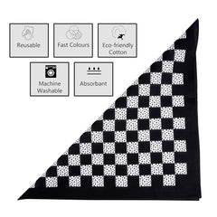 Heart Home Handkerchief | Premium Cotton Fabric | Women's Handkerchief | Ladies Rumal | Women's Hankies | Hankies for Girls | Check Print Hanky | 4 Piece Set | Extra Large | Black