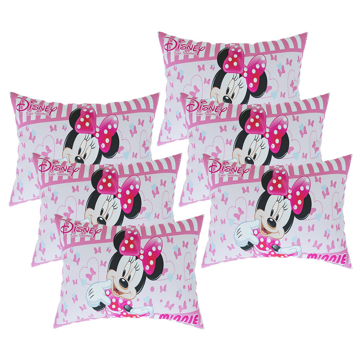 Kuber Industries Disney Minnie Pillow Cover | Silk Pillow Cover | Soft Pillow Cover | Luxurious Pillow Cover For Home | Set of 6 | 16x24 Inch | Pink