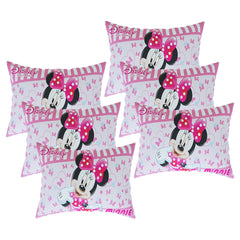 Kuber Industries Disney Minnie Pillow Cover | Silk Pillow Cover | Soft Pillow Cover | Luxurious Pillow Cover For Home | Set of 6 | 16x24 Inch | Pink
