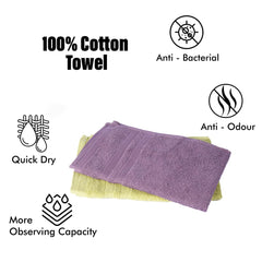 Kuber Industries 525 GSM Cotton Hand Towels |Super Soft, Quick Absorbent & Anti-Bacterial|Gym & Workout Towels|Pack of 6 (Purple & Green)