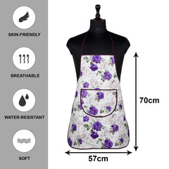 Kuber Industries Apron | PVC Cooking Kitchen Apron | Center Pocket Apron for Restaurent | Flower Apron for Housewife | Chef Apron with Ties | Pack of 2 | Multicolor