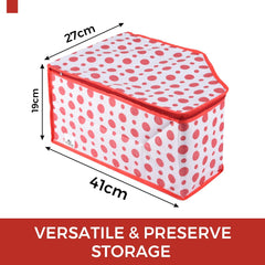 Heart Home Blouse Cover | Clothes Storage Bag | Zipper Wardrobe Organizers | Non-Woven Clothes Organiser | Side Transparent Blouse Organizer | Dot-Design | Pack of 12 | Red