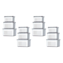 Kuber Industries 12 Pcs Food Containers | Storage Box for Fridge | Vegetable Fruit Boxes | Refrigerator Storage Box | Containers With Lid | Handheld Strainer Basket | HXP00740 | Transparent|Pack of 4