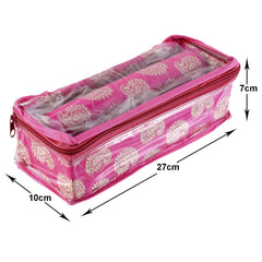 Heart Home Multipurpose Carry Design Laminated 1 Rod Bangle Box/Organizer/Case With Tranasparent Top - Pack of 2 (Pink)-47HH099