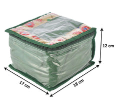 Kuber Industries Flower Design Laminated PVC Jewelry Organiser Jewelry Storage Bags for Necklace, Earrings, Rings, Bracelet with 10 Transparent Pouches (Green)-HS43LUG25840