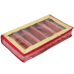 Kuber Industries Polka Dots Design Brocade Hardboard Six Rod Bangle Box (Pink) -CTKTC038854