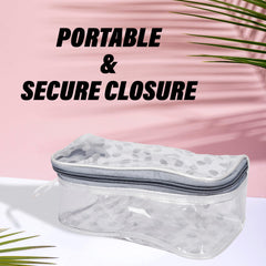 Heart Home Jewellery Kit|Cosmetic Storage Box|Jewellery Box for Women|Travel Pouch|Transparent Makeup kit|3 Different Pouch|Dot-Dori Vanity Pouch|Silver