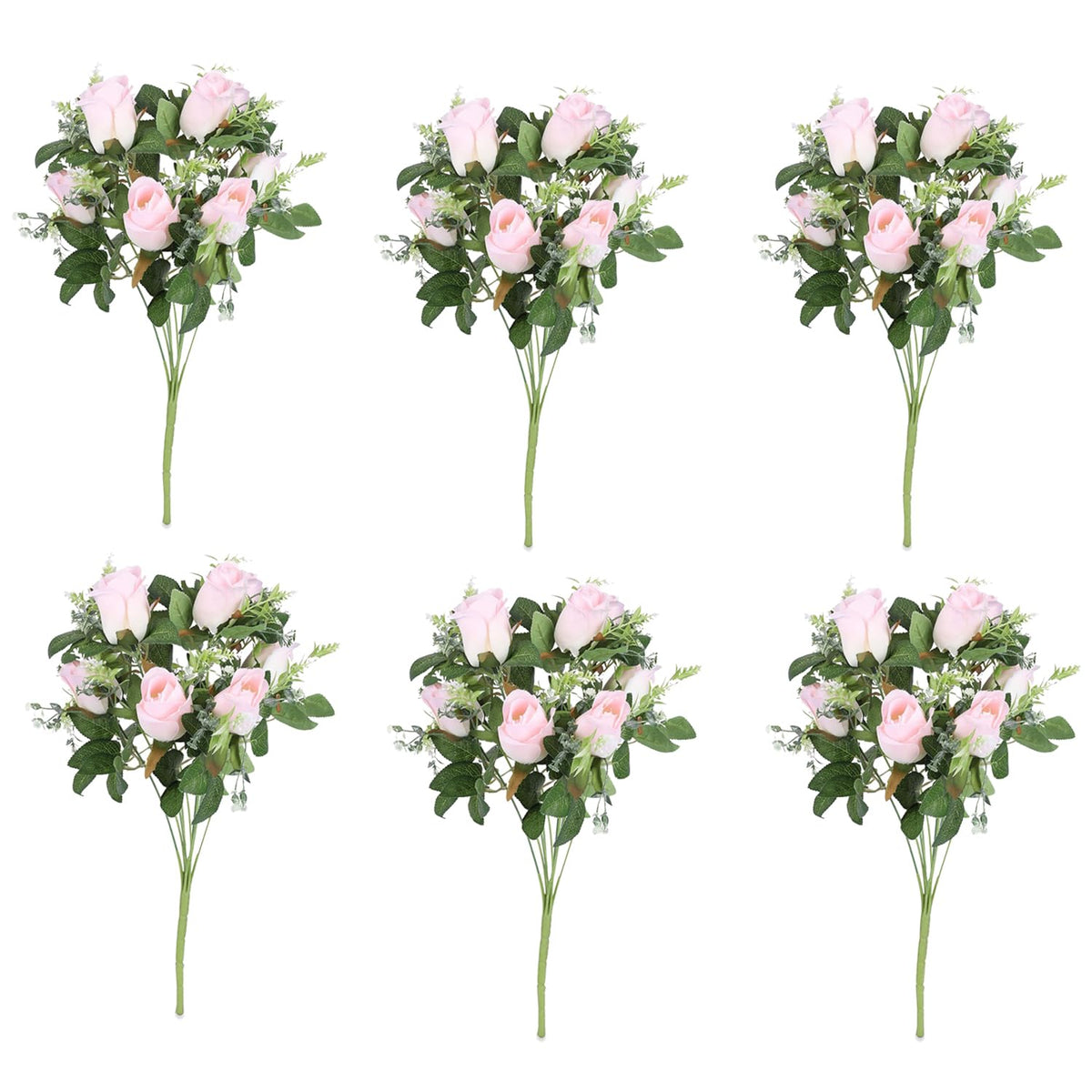 Kuber Industries Artificial Flowers for Home Décor|Natural Looking Indoor Fake Flowers for Vase|Artificial Flowers for Decoration|Without Basket-Pack of 6 (Pink)