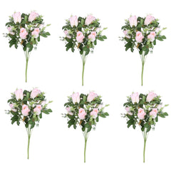 Kuber Industries Artificial Flowers for Home Décor|Natural Looking Indoor Fake Flowers for Vase|Artificial Flowers for Decoration|Without Basket-Pack of 6 (Pink)