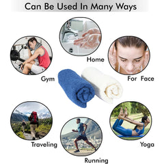 Kuber Industries 525 GSM Cotton Hand Towels |Super Soft, Quick Absorbent & Anti-Bacterial|Gym & Workout Towels|Pack of 6 (Blue & Ivory)