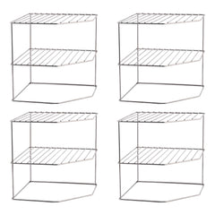 Kuber Industries (Set of 4) Multipurpose Counter Top Spice Rack Trolley Organizer 3-Layer Stainless Steel Corner Stand for Kitchen | Silver