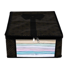 Heart Home Shirt Cover|Shirt Storage Organizer|Clothing Organizer|Foldable Shirt Cover|Wardrobe Organizer with Transparent Window|Golden-Dot Shirt Bag|Pack of 2|Black