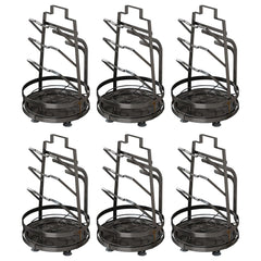 Kuber Industries 3 Layer Pot Lid Holder with Removable Drain Tray| Lid Stand Rack|Heavy Duty Standing Pot Lid Holder|Cooking Pot Lid Organizer|Spoon Rest Holder Pack of 6 (Black)