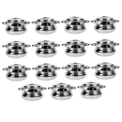 Kuber Industries Stainless Steel Handi Casserole Set of 3 with Lid|Cook and Serve|600 ml, 1 Litre, 1.6 Litre Capacity|Biryani Handi, Saucepan, Silver|Patila/Tope for Kitchen Combo of 3 (Pack Of 5)