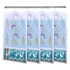 Kuber Industries Hanging Saree Cover | Brush Painting Pattern Saree Cover | Non-Woven Saree Covers for Home | Saree Cover with Small Transparent view | Pack of 3 | Yellow