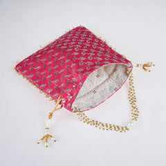 Kuber Industries Potli|Silk Wedding Potli|Drawstring Closure Potli|Wallet Potli|Christmas Gift Potli|Baby Shower Potli|Traditional Shagun Potli|Square Embroidery Potli|Rani