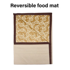 Kuber Industries Food Mat | Bedsheet Protector for Home | Reversible Bed Server Mat | Dot Square Mattress Protector for Home | Food Mat for Kids | 92 cm | Golden
