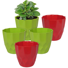 Heart Home Flower Pot | Flower Planter Pots for Indoor | Flower Pots for Outdoor | Pot for Garden & Balcony Flowering | Flower Plants Pot | Barfi Flower Pot | 6 Inch | Pack of 5 | Multi