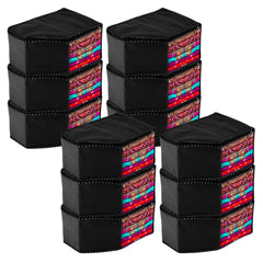 Heart Home Blouse Cover | Clothes Storage Bag | Zipper Wardrobe Organizers | Non-Woven Clothes Organiser | Side Transparent Blouse Organizer | Dot Border | Pack of 12 | Black